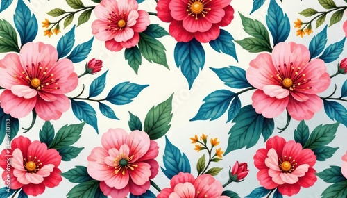 Soft, watercolor style floral motif, repeating seamlessly , pattern, bloom, subtle