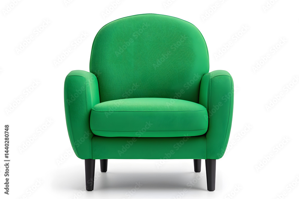 Fototapeta premium Comfortable green armchair isolated on white background