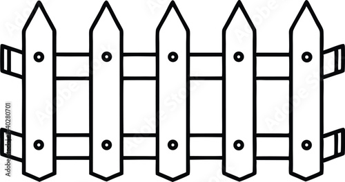 wooden fence outline drawing, wooden fence line art vector