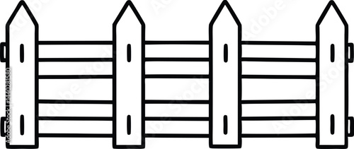 wooden fence outline drawing, wooden fence line art vector