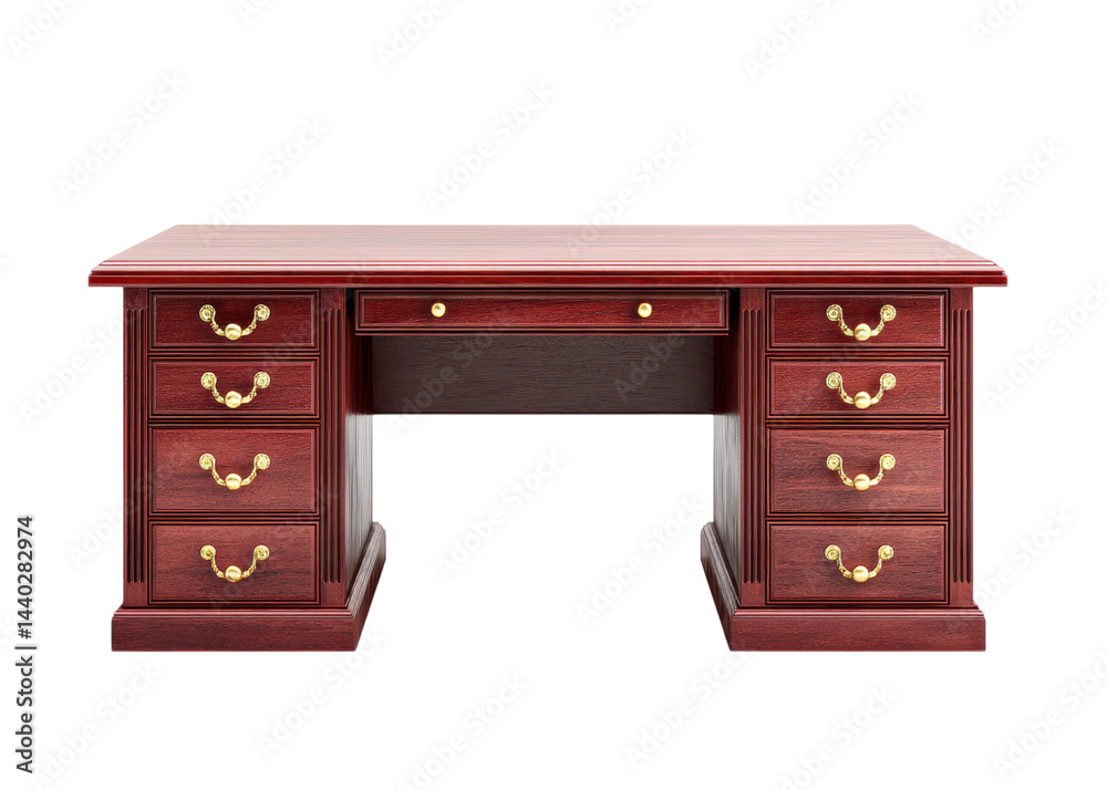 Elegant Wooden Desk with Brass Handles and Classic Design for Home or Office Use Elegant Wooden Desk with Brass Handles and Classic Design for Home or Office Use