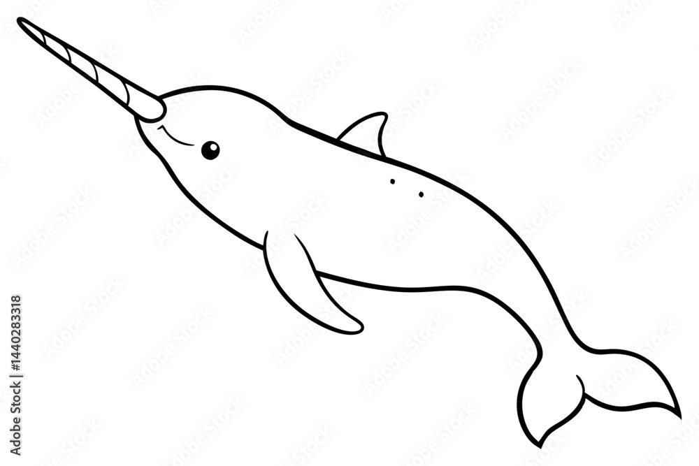 Obraz premium Minimalist Narwhal Line Art