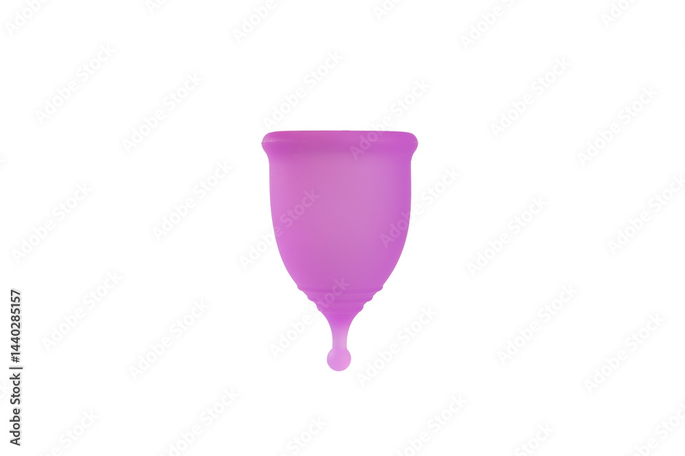 Menstrual cup isolated on white background. Sanitary napkins, tampons and menstrual cup. Concept of critical days, menstruation.feminine hygiene product. Women health concept.Premenstrual syndrome.