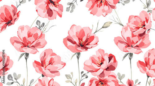 Seamless watercolor flowers pattern