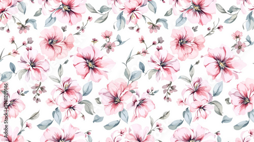 Seamless watercolor flowers pattern