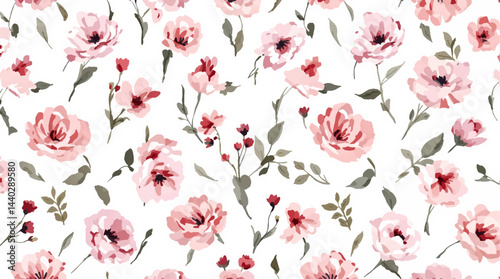 Seamless watercolor flowers pattern