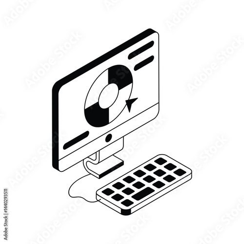 A well designed isometric icon of colour wheel