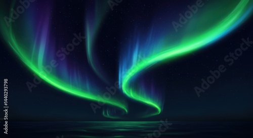 Colorful Aurora Over Calm Water At Night