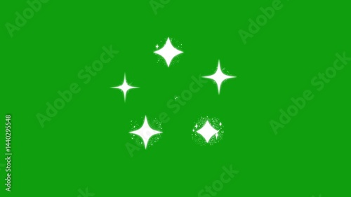 Twinkling Star Animation Vector Glowing Stars on green Background
