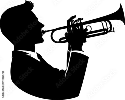 Silhouette of a Jazz Musician Playing Trumpet A Classic Music Illustration