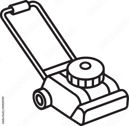 brush cutter machine line art, black outline, vector and illustration, coloring book page line art drawing