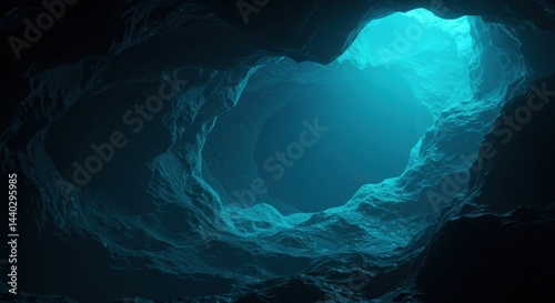 Glowing Blue Cave Entrance Digital Art 3D Render