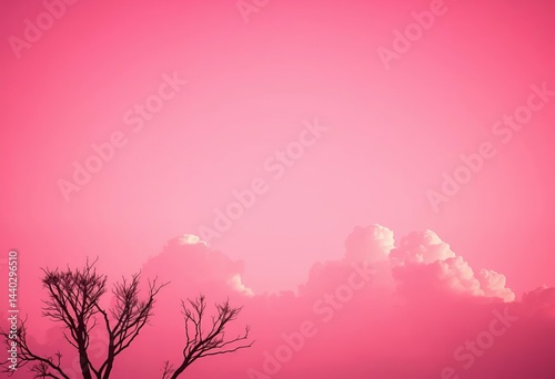 Vintage-styled pink sky, heart-shaped clouds Perfect for Valentine's or wedding, heavenly, skyart photo