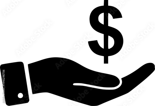 hand holding a dollar sign vector illustration
