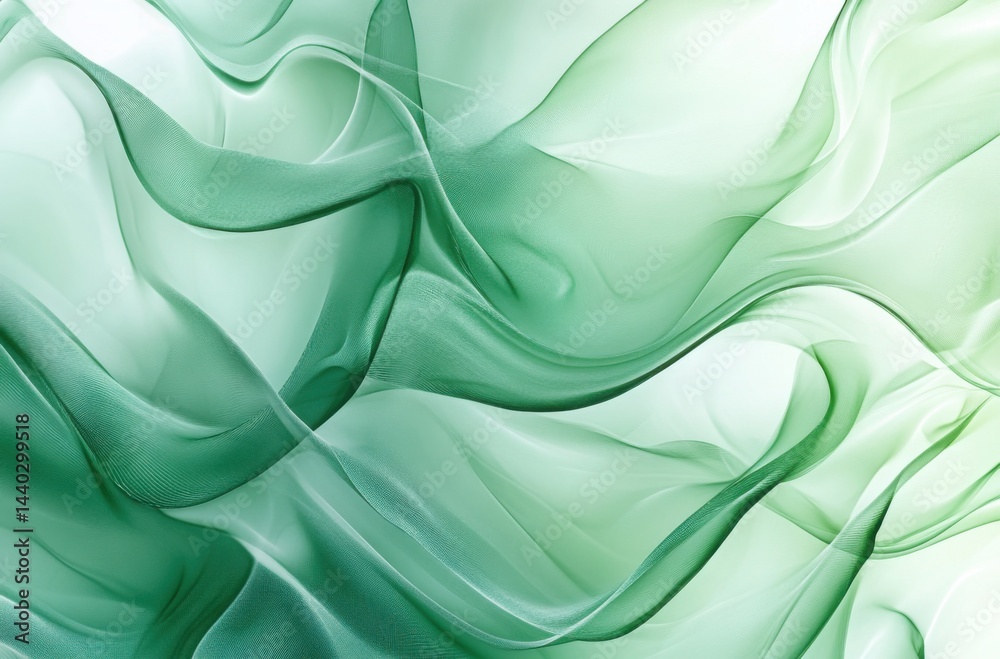 Obraz premium Organic pattern of overlapping translucent green lines in motion