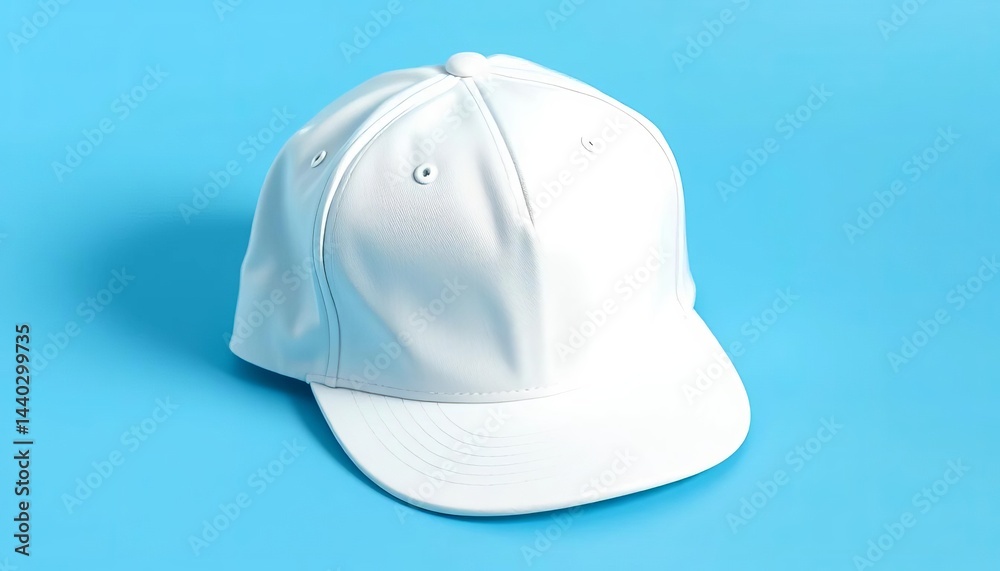 Fototapeta premium White, blue, and navy snapback hat mockup; clean, simple design, photography, navy