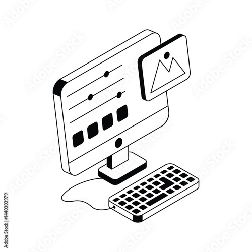Well crafted isometric style icon of image editing