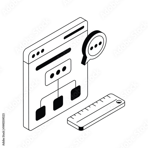 A handy isometric icon showing web algorithm