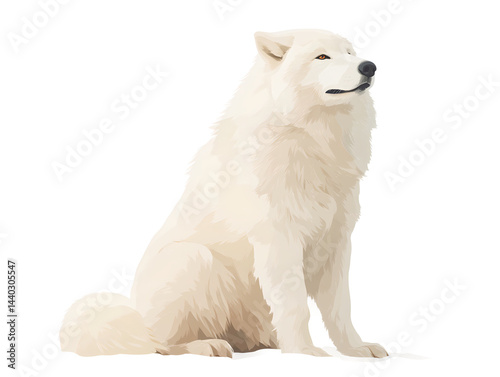 Obraz na płótnie A white dog is sitting w salonie