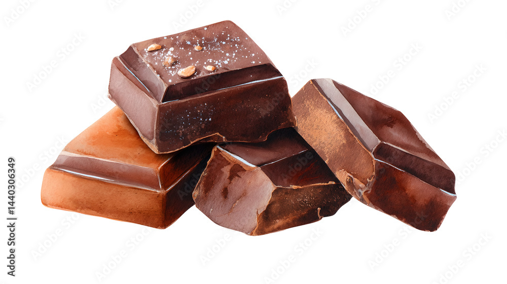 A close up of four chocolate bars