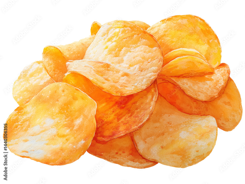 A pile of potato chips