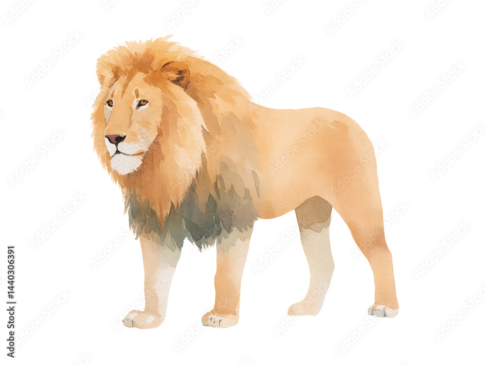 A lion stands