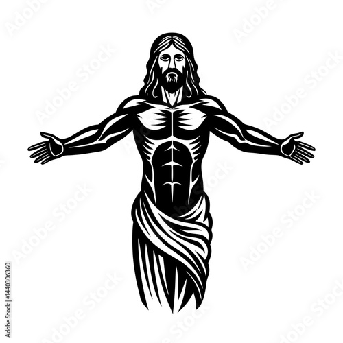 Download The Body Of Jesu And Silhouette Vector Illustration  White Background Svg File For Design.