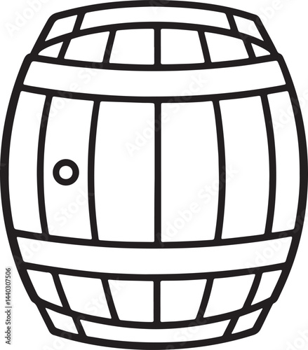 barrel line art, black outline, vector and illustration, coloring book page line art drawing