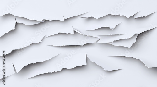 Obraz na płótnie Detailed Background of Torn White Paper Texture with Randomly Placed Rips and Shredded Edges for Creative Use in Design and Artwork w salonie