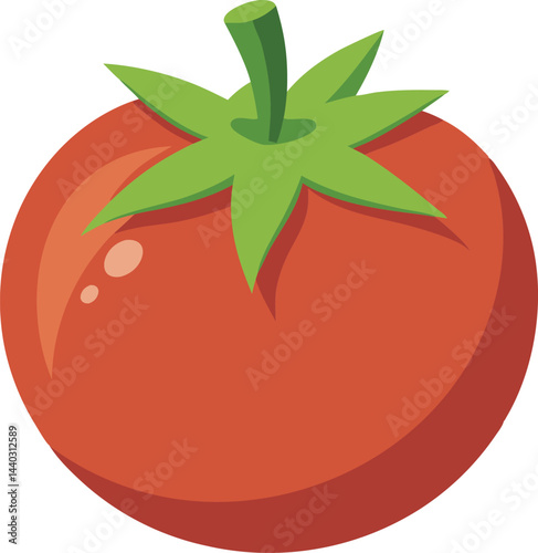 A vibrant vector art illustration featuring a fresh, ripe tomato with rich colors and detailed textures, perfect for food-themed designs.