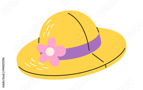 Female beach hat hand drawn