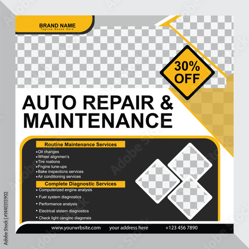 Auto service car repair poster template design