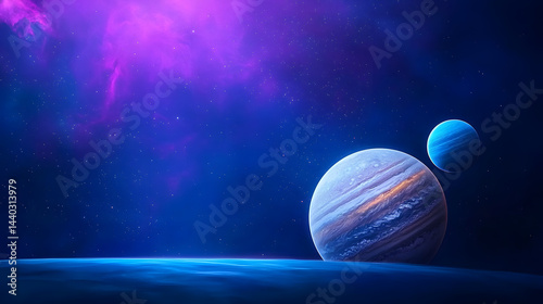 Obraz na płótnie A galaxy spins with planets background w salonie