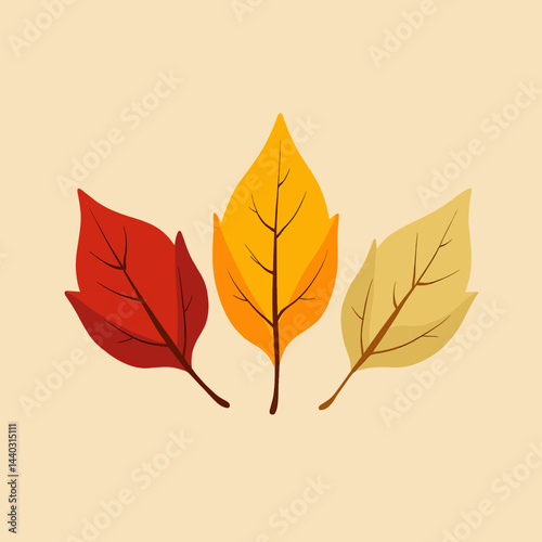 Autumn leaves in red, yellow, and beige hues