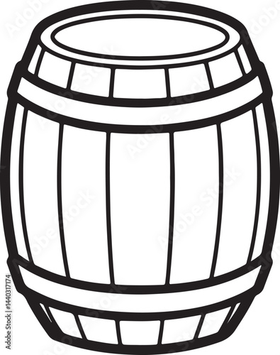 barrel line art, black outline, vector and illustration, coloring book page line art drawing