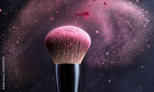 Pink blush brush with exploding powder