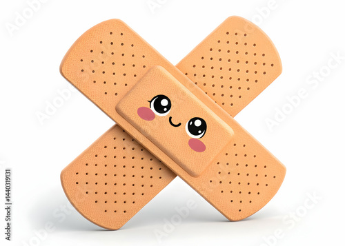 Cute cartoon adhesive bandage with a smiling face and cheerful design