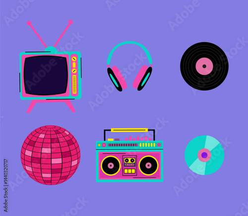 Illustration of retro machinery on blue background.