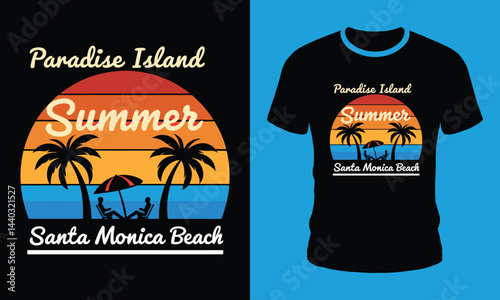 Santa Monica Beach Summer T-Shirt Design Paradise Island
