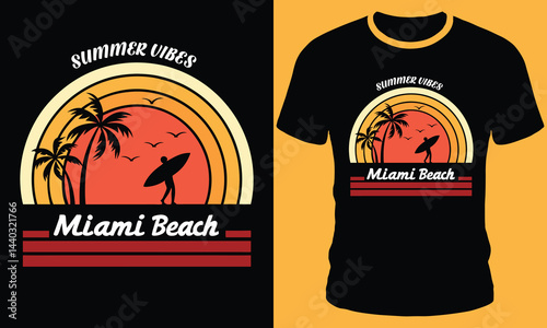 Miami Beach Summer Vibes T-Shirt Design Template