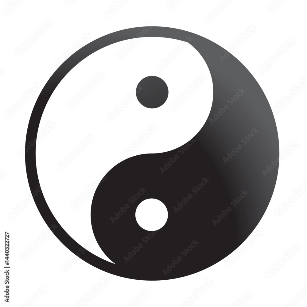 SYMBOLE YIN YANG EN RELIEF - Illustration vectorielle