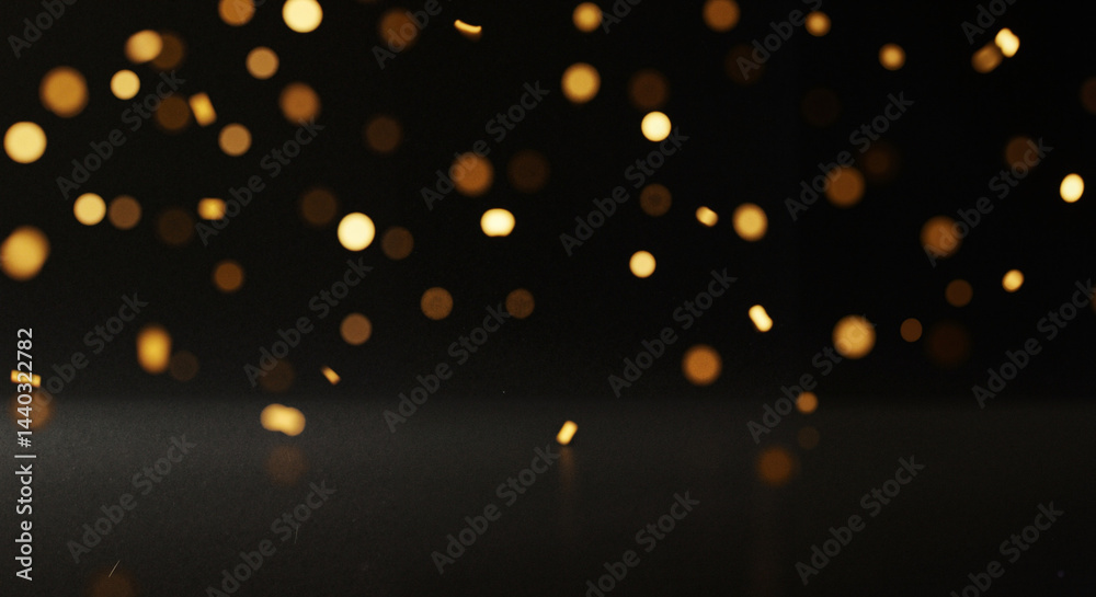 Golden Bokeh Lights Sparkling Against a Dark Background