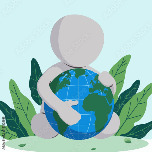 Figure Hugging Globe Among Green Leaves