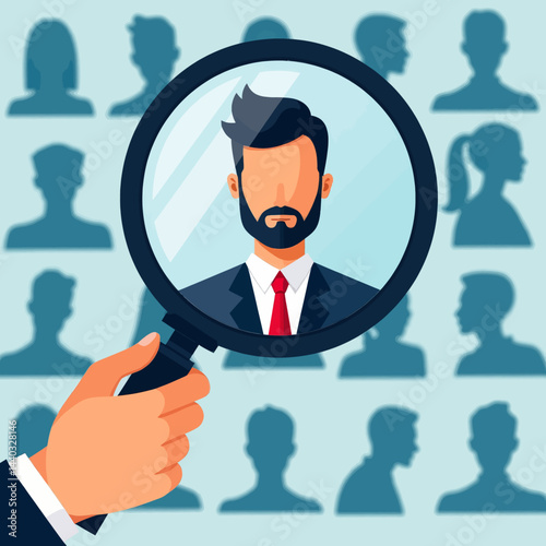 Job Candidate Search with Magnifying Glass and Silhouettes