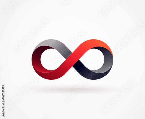 Red and Gray Infinity Loop Symbol on White