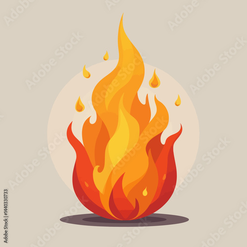 Stylized Fire Flame with Orange and Yellow Tones