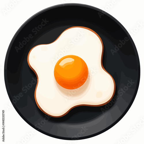 Stylized Sunny Side Up Egg on Black Plate