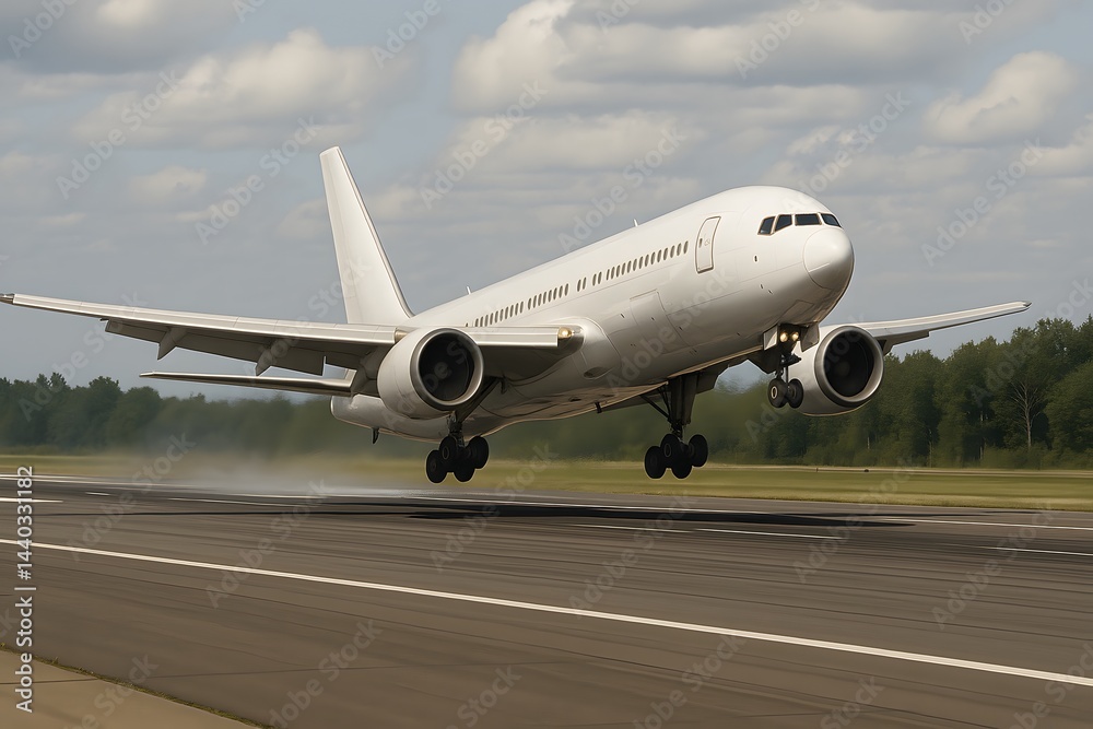 Airplane in the airport, A Boeing Airplane Taking Off from the Runway, created by AI Airplane in the airport, A Boeing Airplane Taking Off from the Runway, created by AI