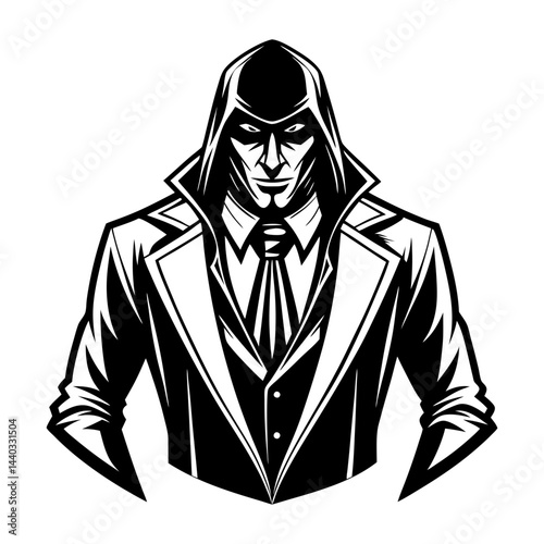 Download An Assassin In A Suit Has-A Pair Of Black And Silhouette Vector Illustration White Background Svg File For Design.