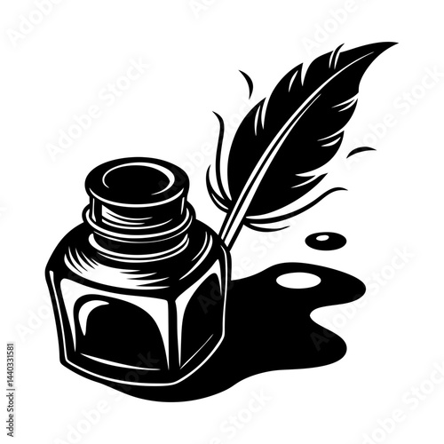 Download Ink Pot And  Silhouette Vector  Svg File For Design.